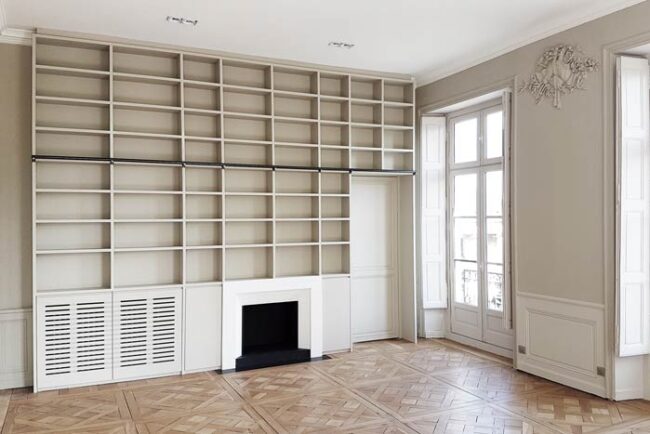restauration d'un appartement - Bibliothèque du salon - Nantes 44